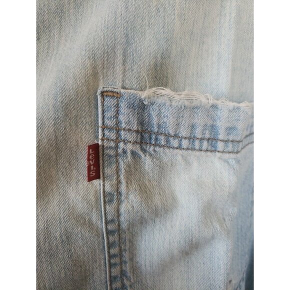 Levis Red Tab Denim Button Up Shirt Men  Blue Light Wash Western Cowboy XL - Picture 3 of 7